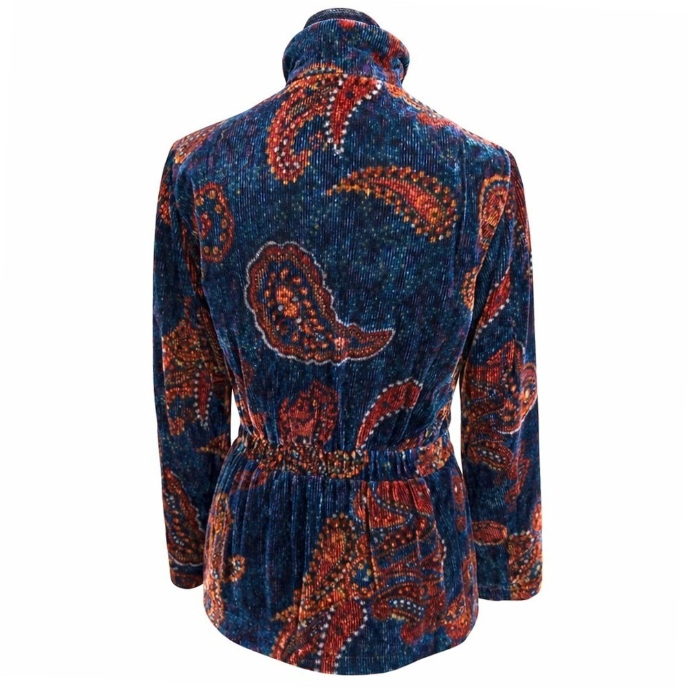 Etcetera Velvet Paisley Fitted Jacket Silk Blend Quilted Lined Boho Luxe Women 4 - Picture 3 of 13